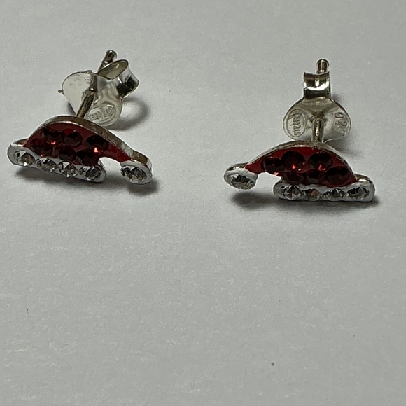 Sterling Silver Santa Hat Stud Earrings - Picture 4 of 5